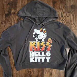 KISS x Hello Kitty Sanrio Cropped Grey Hoodie Women’s size medium